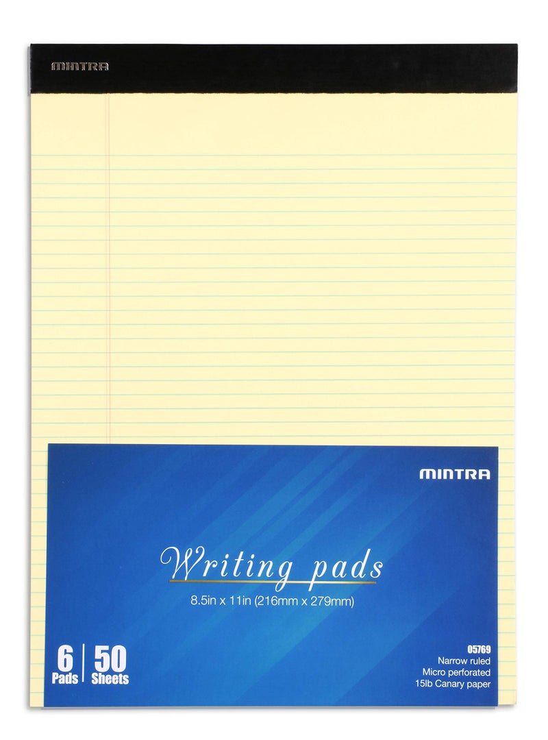 Mintra Office Legal Pads - ((BASIC CANARY 6pk, 8.5in x 11in, NARROW RULED)) - Image 5